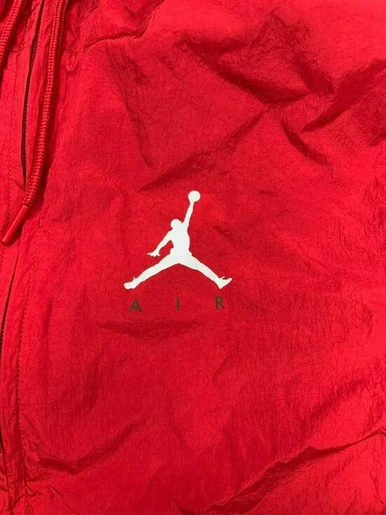 Nike Air Jordan Red & Black Hooded Windbreaker Jacket Size S Nylon Polyester Men - Picture 3 of 6